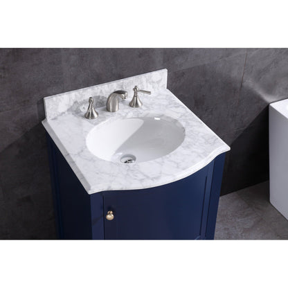 Legion Furniture WT9309 24" Blue Freestanding PVC Vanity Cabinet With Marble Top and White Ceramic Sink