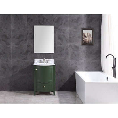 Legion Furniture WT9309 24" Vogue Green Freestanding PVC Vanity Cabinet With Marble Top and White Ceramic Sink