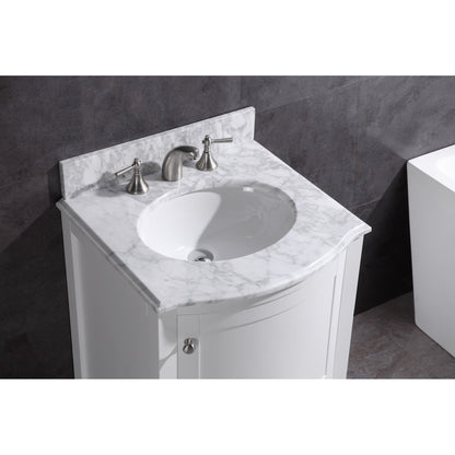 Legion Furniture WT9309 24" White Freestanding PVC Vanity Cabinet With Marble Top and White Ceramic Sink