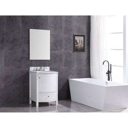 Legion Furniture WT9309 24" White Freestanding PVC Vanity Cabinet With Marble Top and White Ceramic Sink