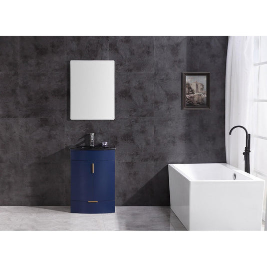 Legion Furniture WTM8130 24" Blue Freestanding PVC Vanity Cabinet With Tempered Glass Top and Sink