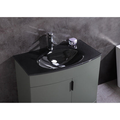 Legion Furniture WTM8130 30" Pewter Green Freestanding PVC Vanity Cabinet With Tempered Glass Top and Sink