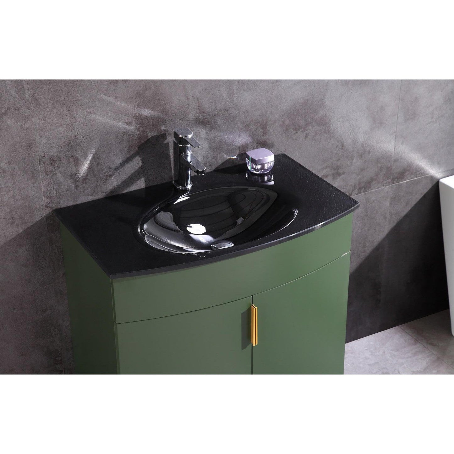Legion Furniture WTM8130 30" Vogue Green Freestanding PVC Vanity Cabinet With Tempered Glass Top and Sink