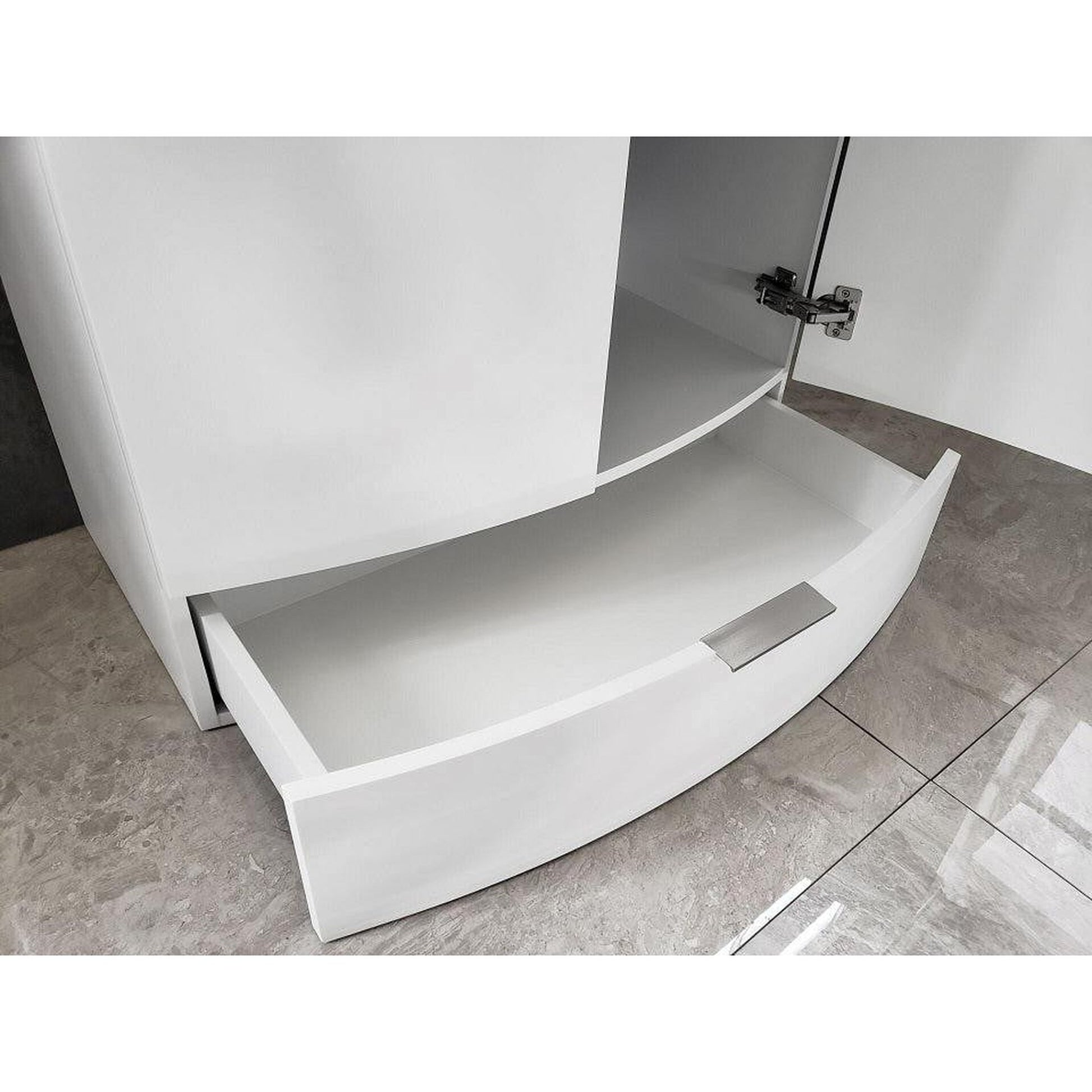 Legion Furniture WTM8130 30" White Freestanding PVC Vanity Cabinet With Tempered Glass Top and Sink