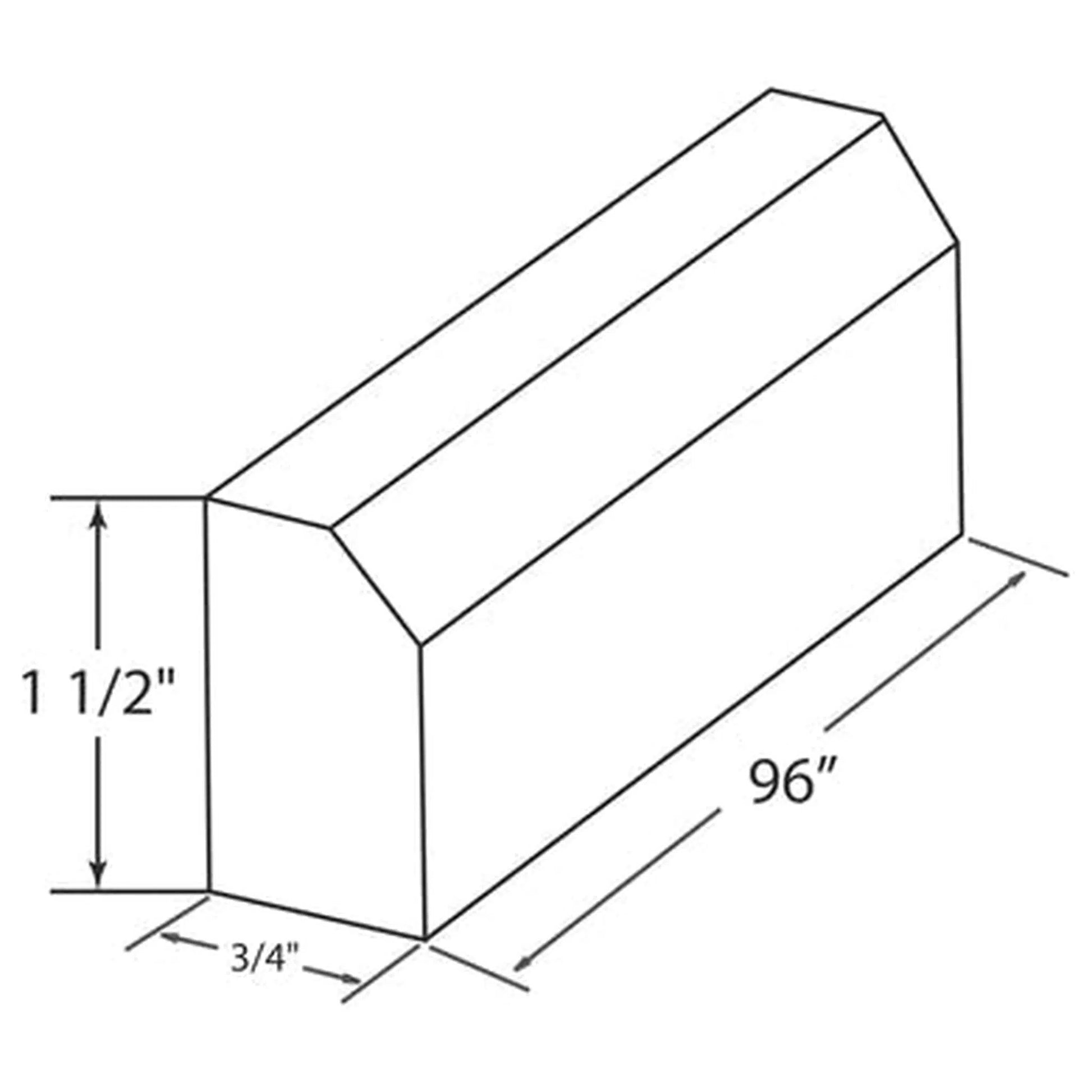 LessCare 1" x 2" x 96" Cherryville Bevel Light Rail Molding - LRM8