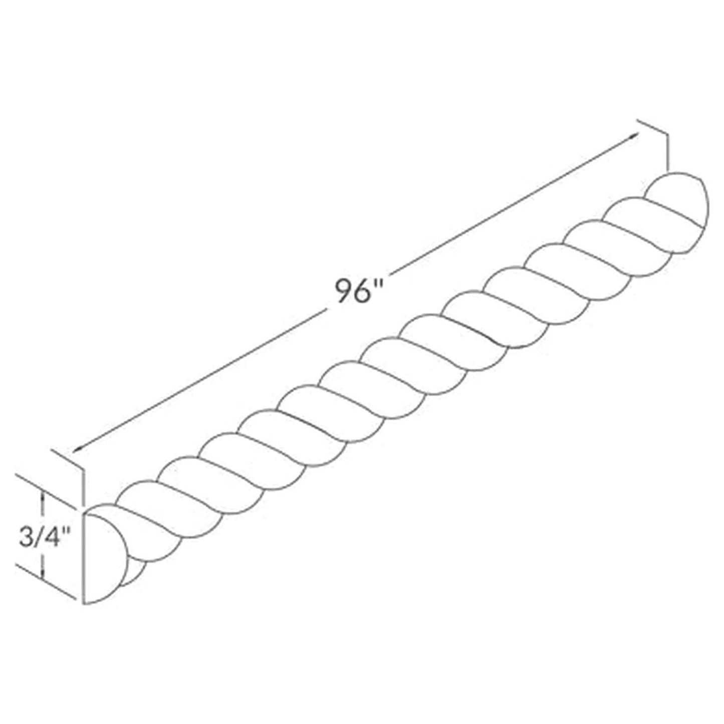 LessCare 1" x 96" Geneva Rope Molding - ROPE