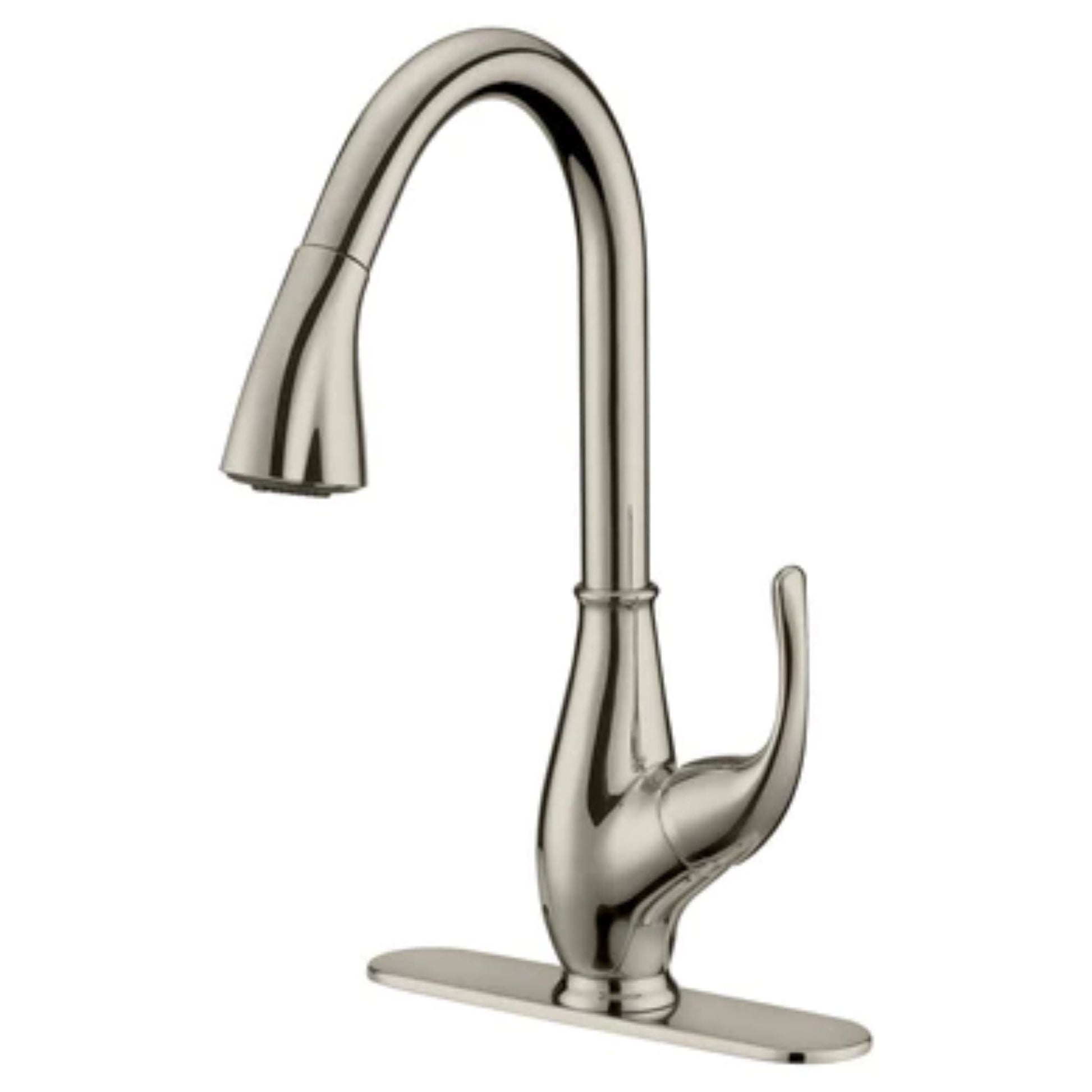 LessCare 10" Brushed Nickel Pull Down Kitchen Faucet with Deck-Plate