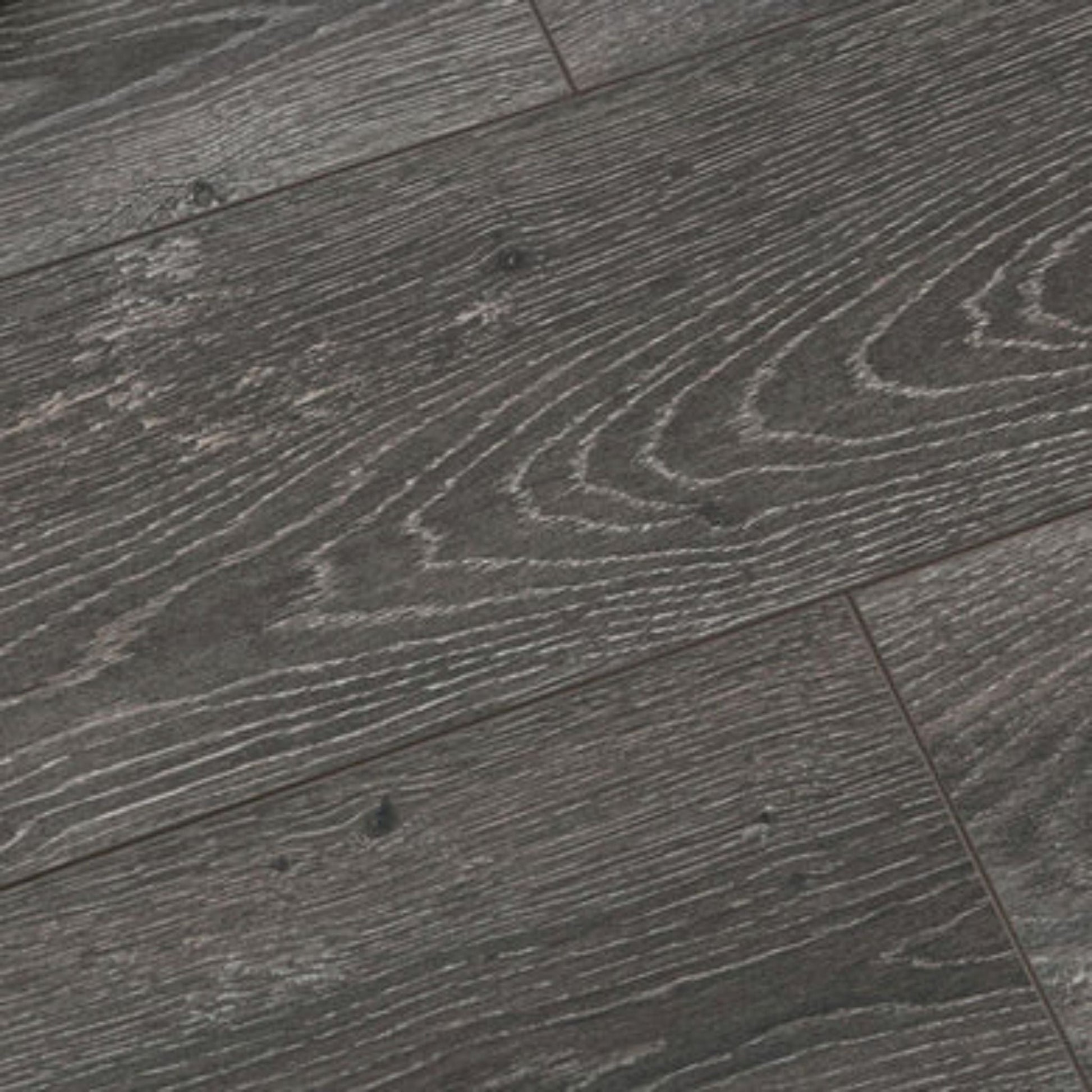 LessCare 12mm Mystic Gray Smooth Finish Laminate Flooring – 23.1 Sq. Ft. per Box (Set of 14 Planks)