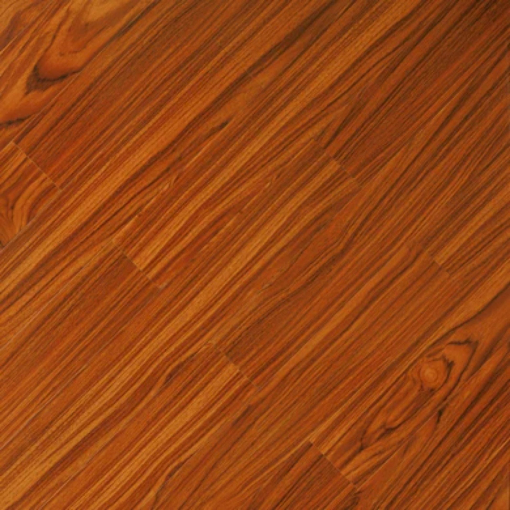 LessCare 12mm Walnut Brown High Glossy Finish Laminate Flooring – 23.1 Sq. Ft. per Box (Set of 14 Planks)