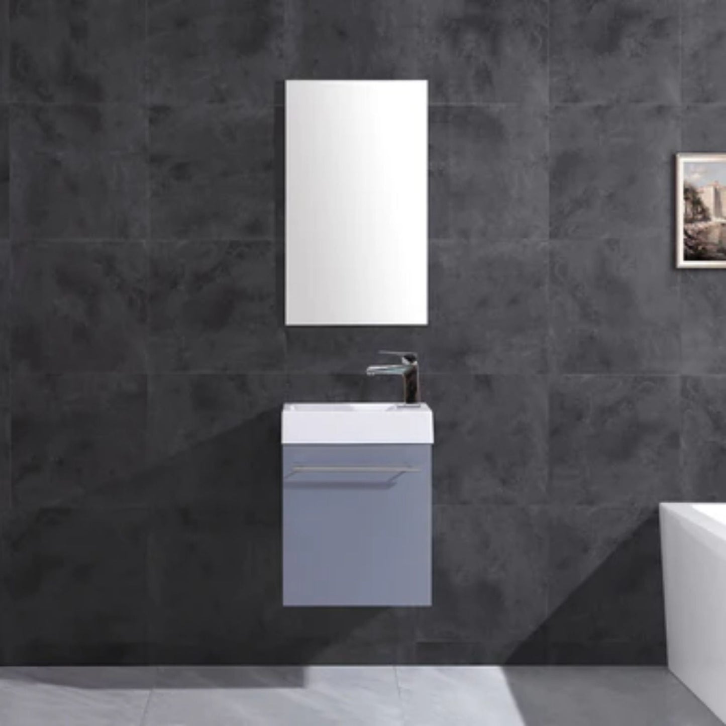 LessCare 17" Gray Vanity Cabinet Modern