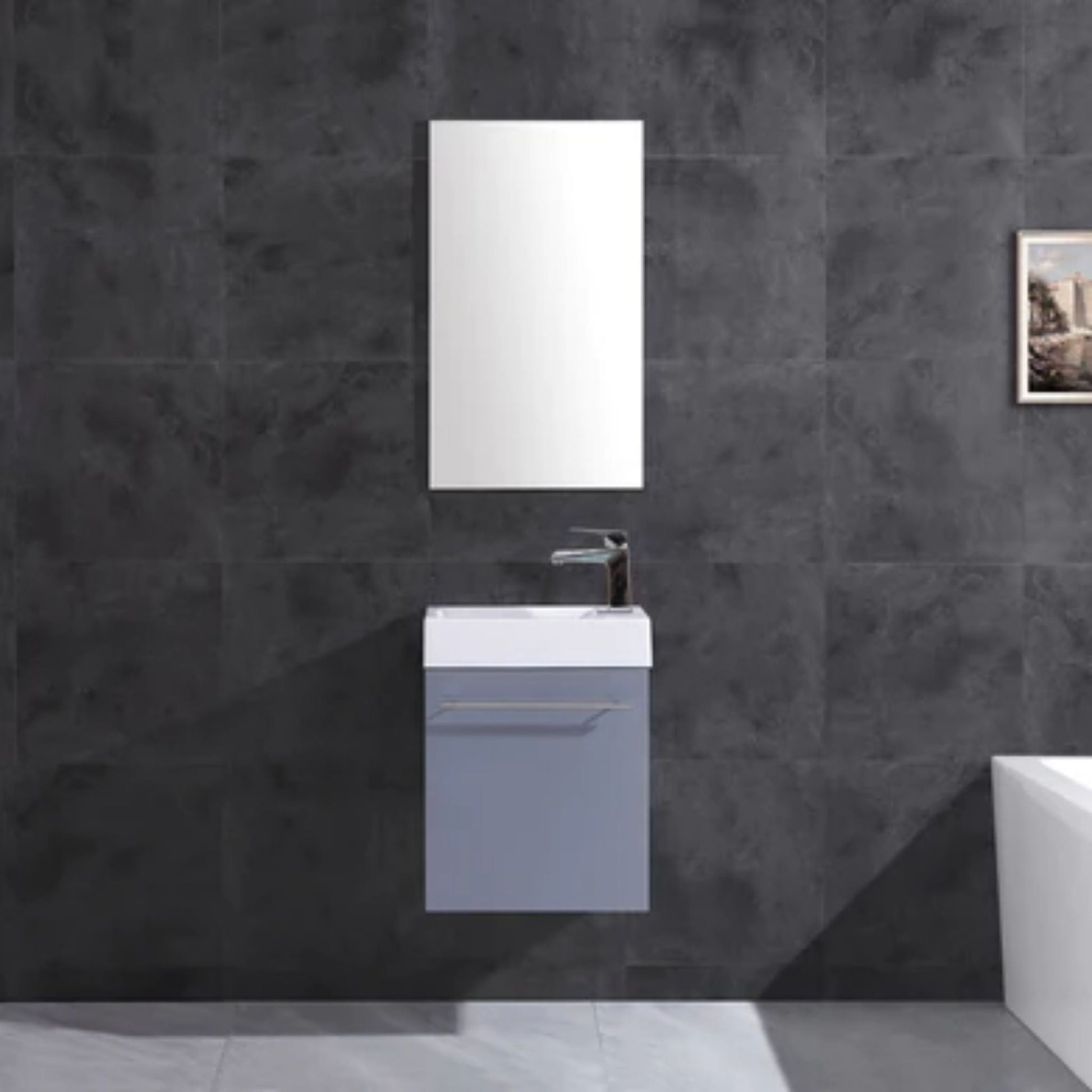 LessCare 17" Gray Vanity Cabinet Modern