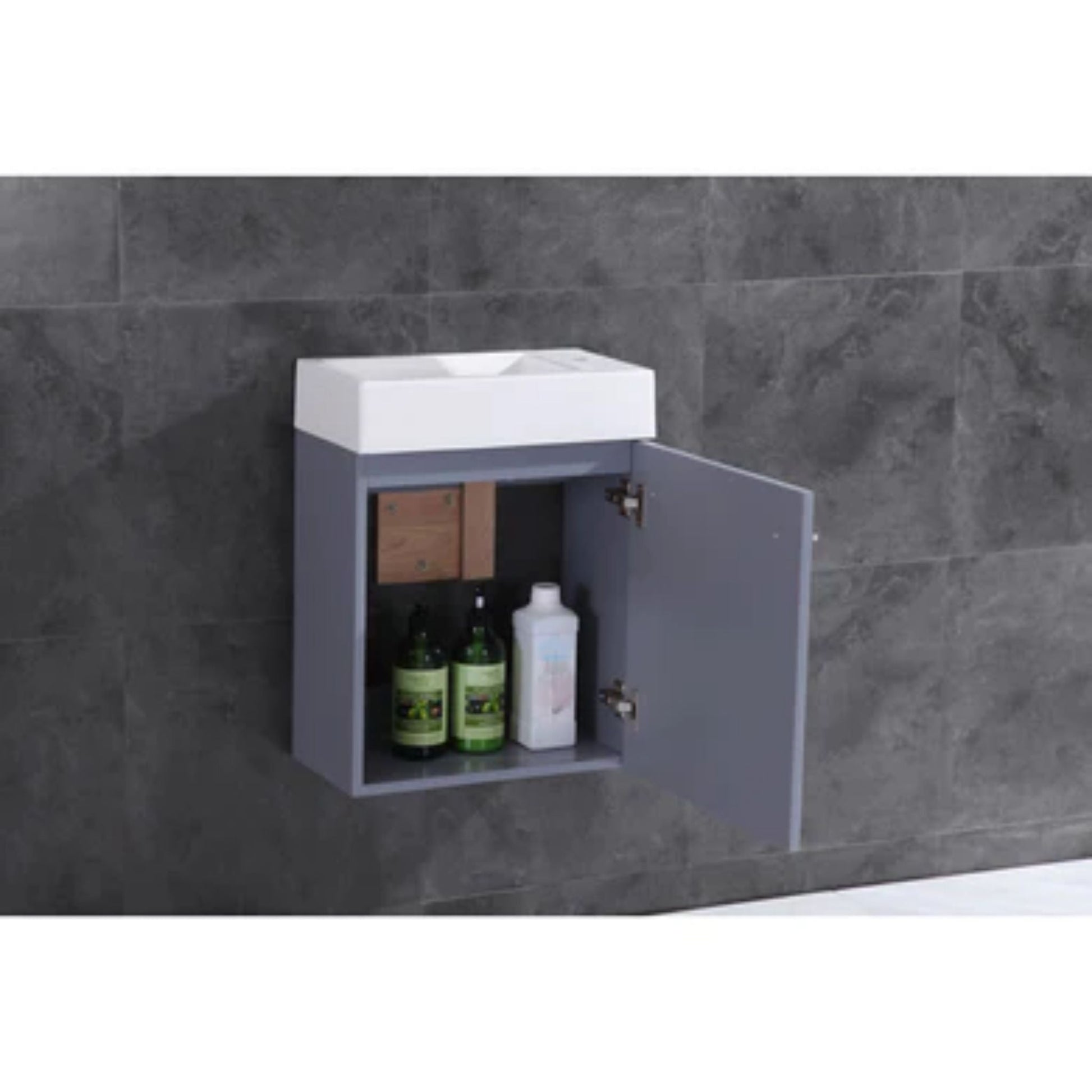 LessCare 17" Gray Vanity Cabinet Modern