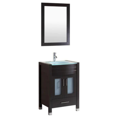 LessCare 24" Black Vanity Sink Base Cabinet with Mirror - Style 3