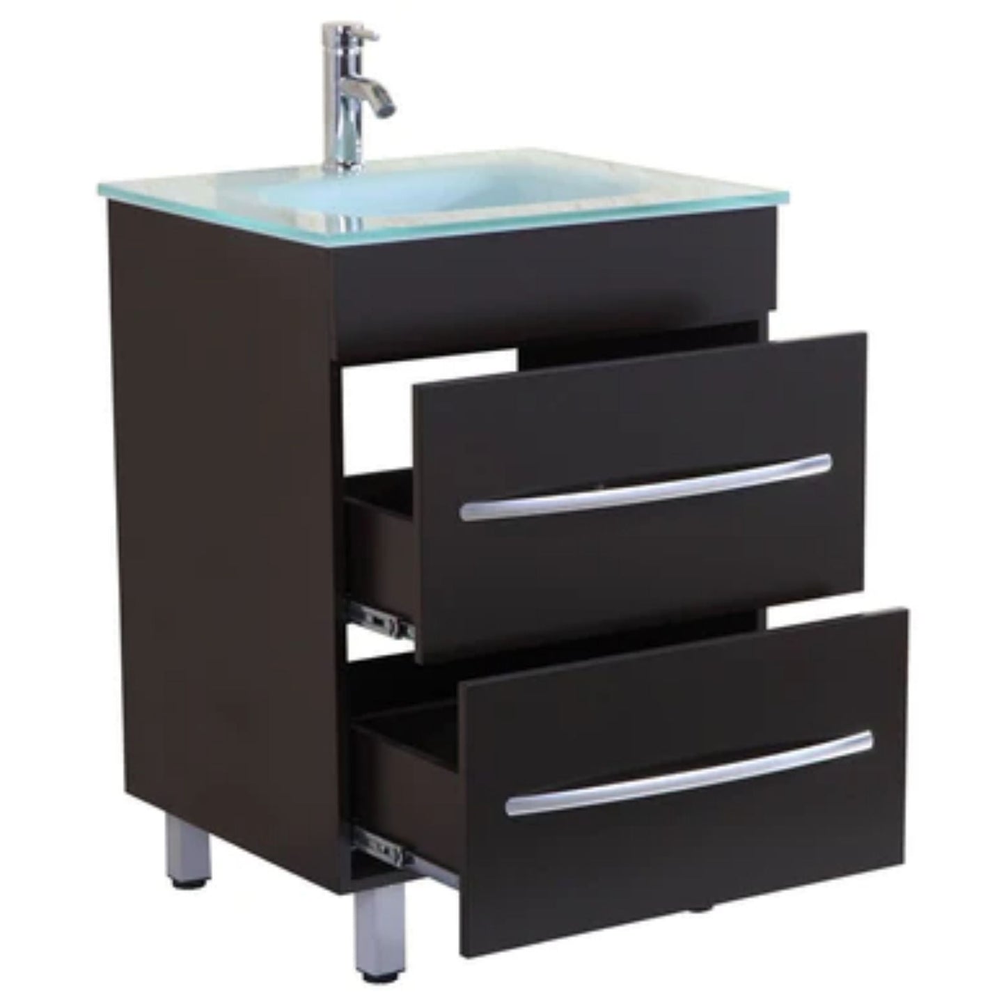 LessCare 24" Black Vanity Sink Base Cabinet with Mirror - Style 4