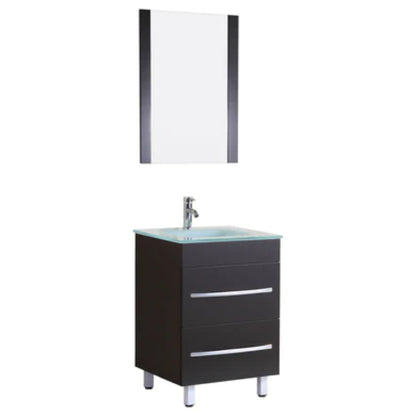 LessCare 24" Black Vanity Sink Base Cabinet with Mirror - Style 4