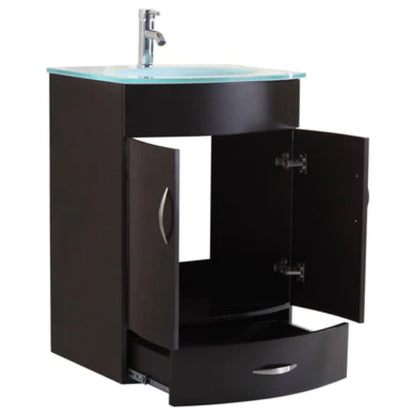 LessCare 24" Black Vanity Sink Base Cabinet with Mirror - Style 5