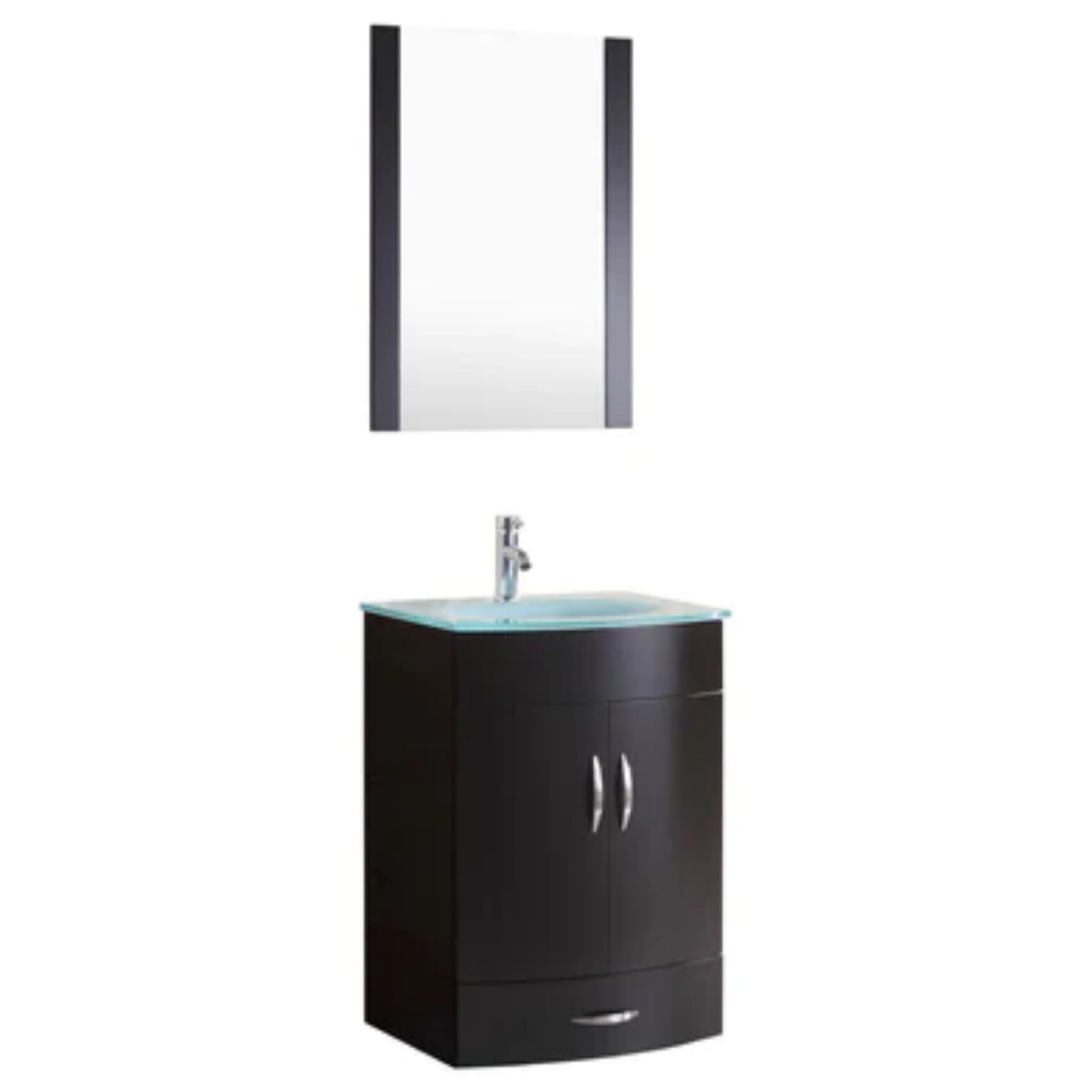 LessCare 24" Black Vanity Sink Base Cabinet with Mirror - Style 5