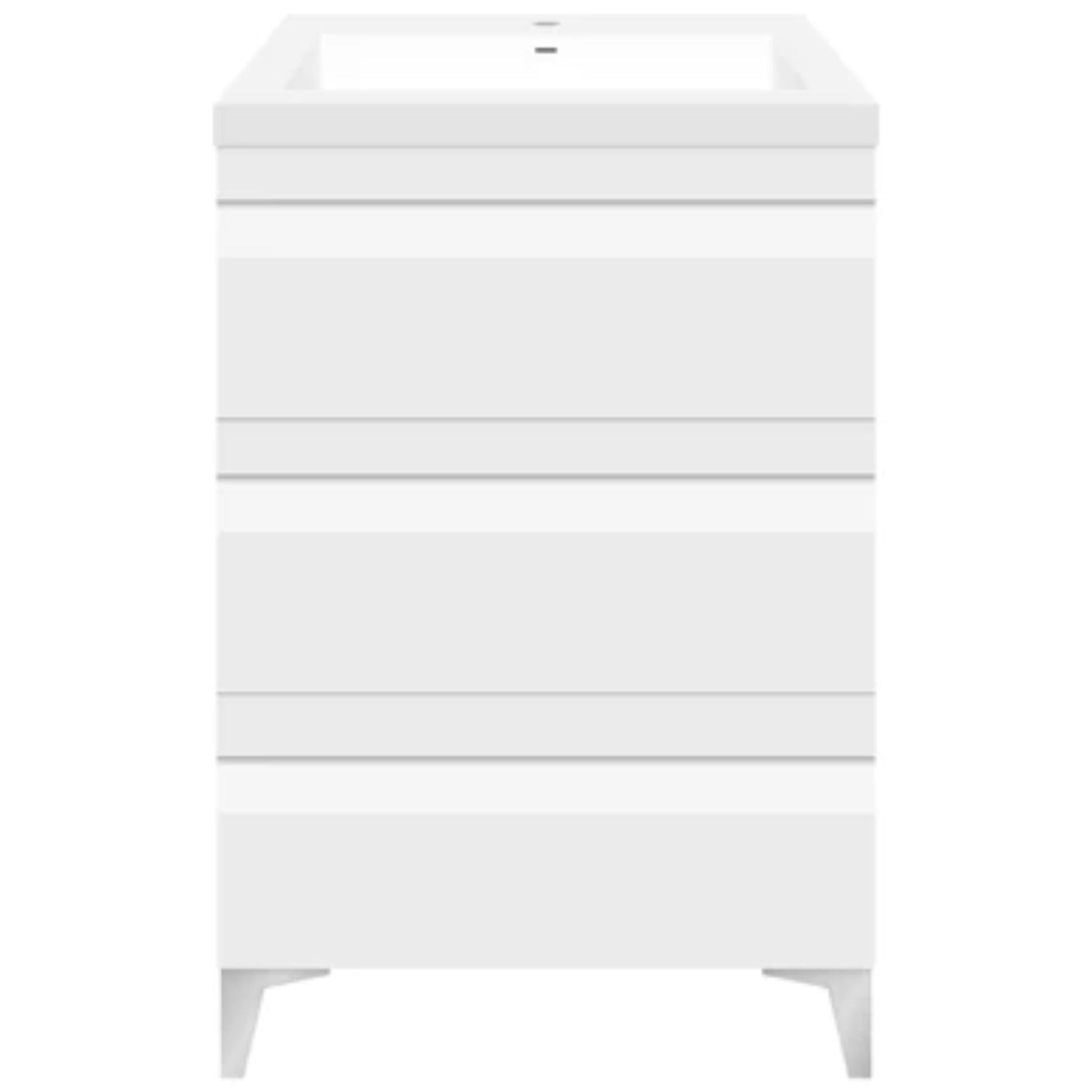 LessCare 24" White Freestanding Modern Vanity with Square Sink Top