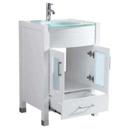 LessCare 24" White Vanity Sink Base Cabinet with Mirror - Style 3