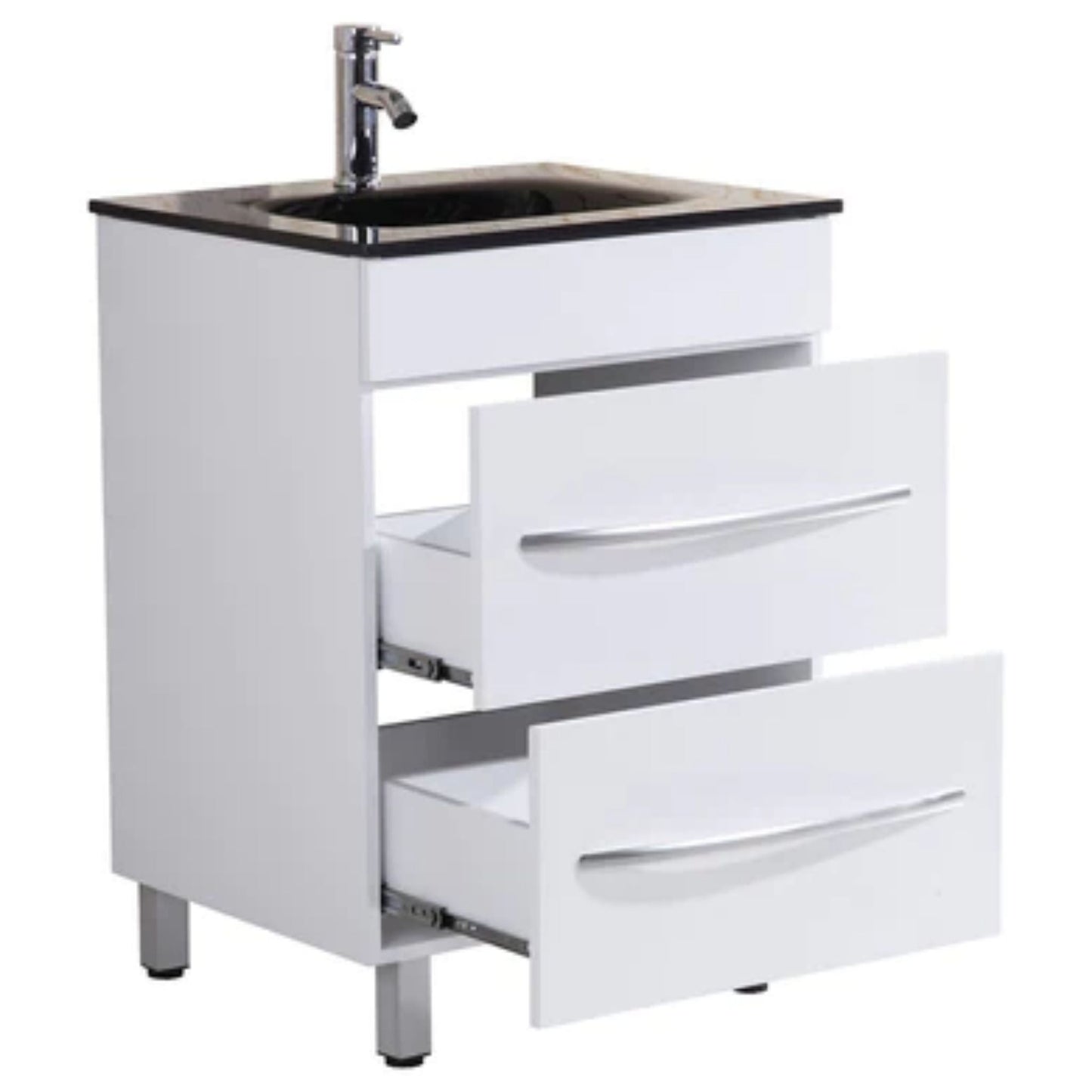 LessCare 24" White Vanity Sink Base Cabinet with Mirror - Style 4