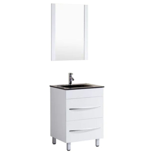 LessCare 24" White Vanity Sink Base Cabinet with Mirror - Style 4