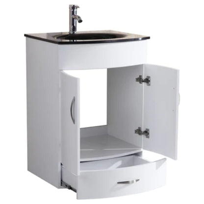 LessCare 24" White Vanity Sink Base Cabinet with Mirror - Style 5