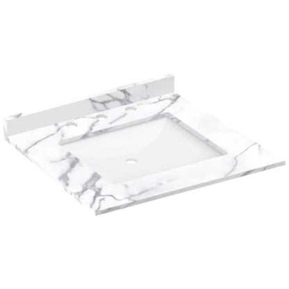 LessCare 25" x 22" Calacatta White Vanity Top with Square Sink - 8 in Faucet Spread