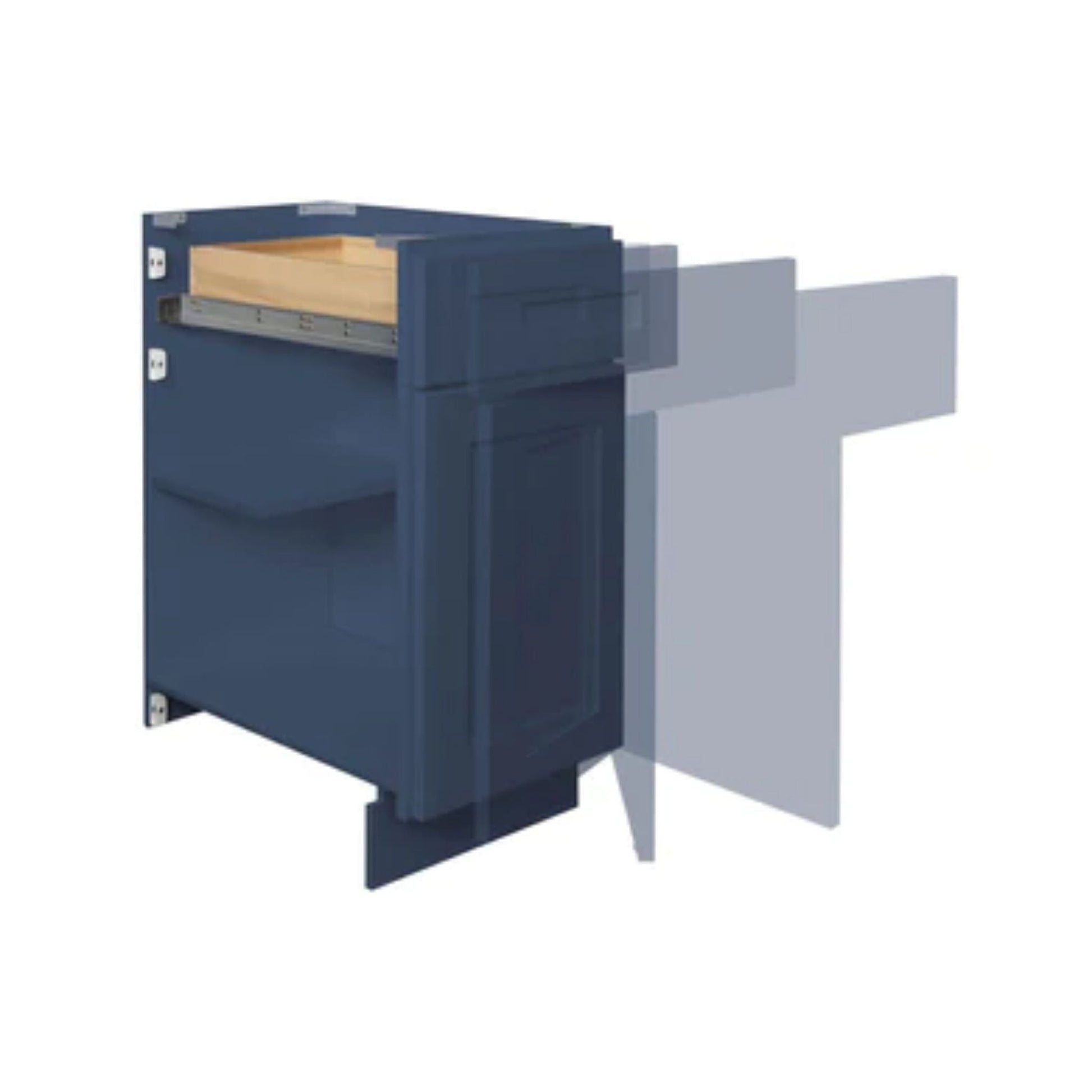 LessCare 27" x 42" x 15" Danbury Blue Mullion Diagonal Corner Wall Kitchen Cabinet - DCMD2742