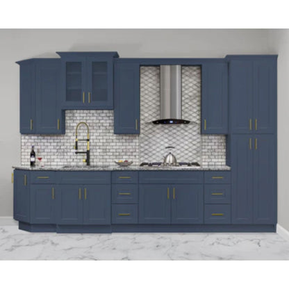 LessCare 27" x 42" x 15" Danbury Blue Mullion Diagonal Corner Wall Kitchen Cabinet - DCMD2742