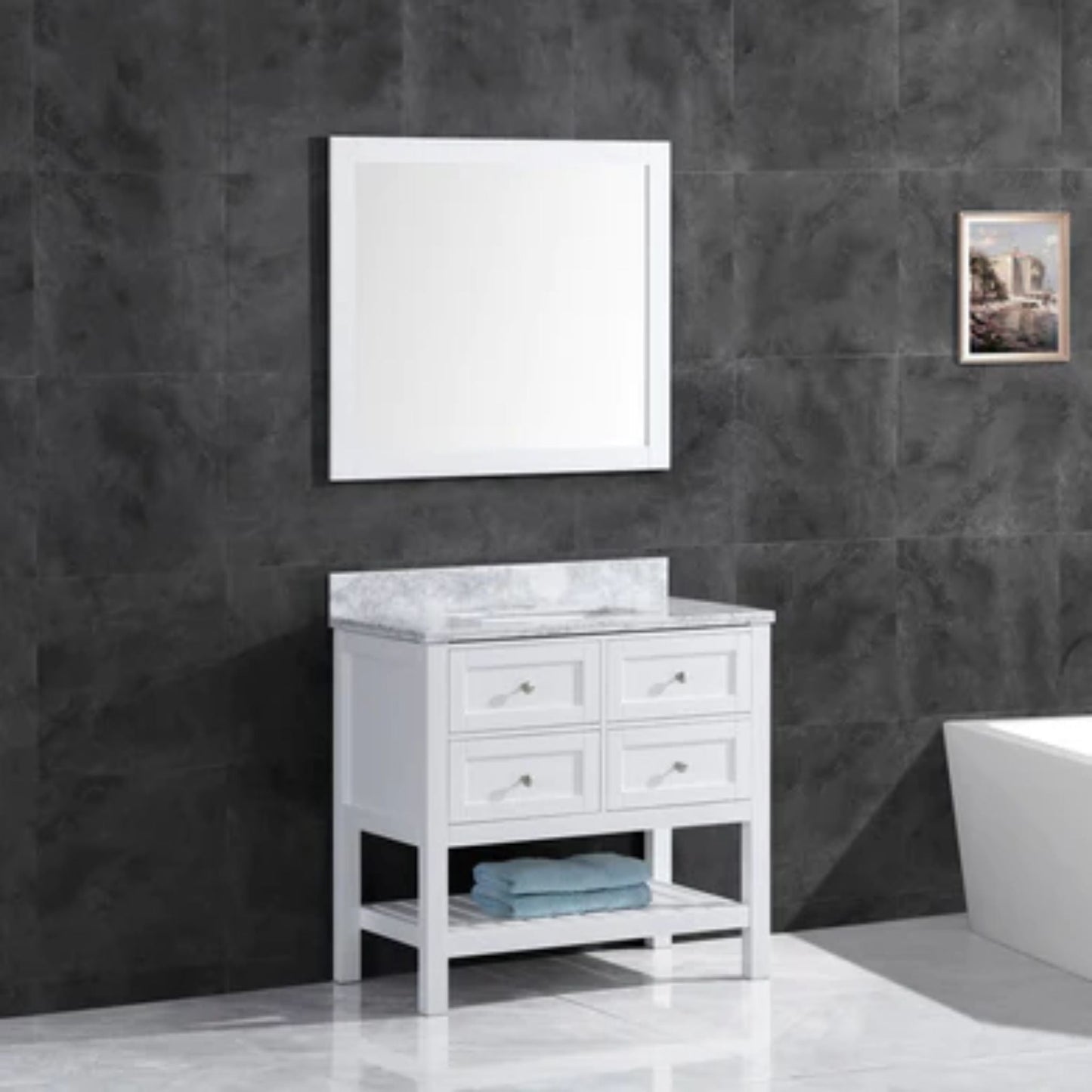 LessCare 29" White Vanity Cabinet Set