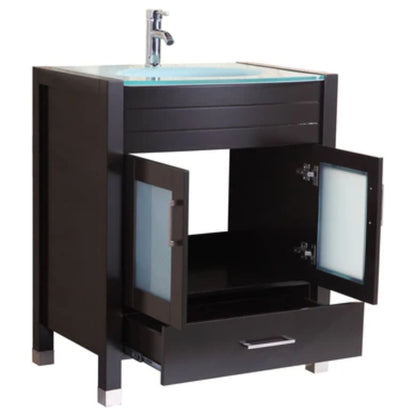 LessCare 30" Black Vanity Sink Base Cabinet with Mirror - Style 3