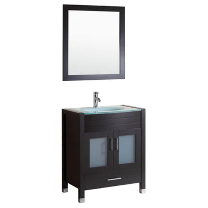 LessCare 30" Black Vanity Sink Base Cabinet with Mirror - Style 3