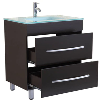 LessCare 30" Black Vanity Sink Base Cabinet with Mirror - Style 4