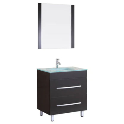 LessCare 30" Black Vanity Sink Base Cabinet with Mirror - Style 4