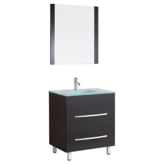 LessCare 30" Black Vanity Sink Base Cabinet with Mirror - Style 4