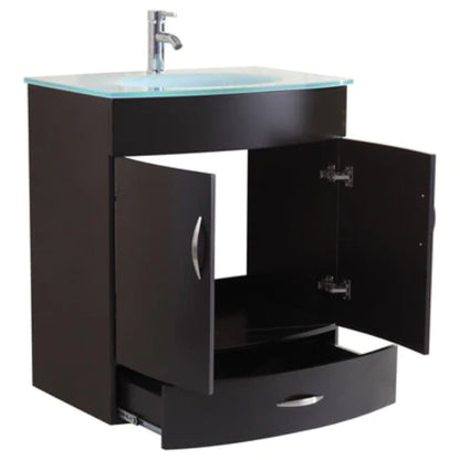 LessCare 30" Black Vanity Sink Base Cabinet with Mirror - Style 5