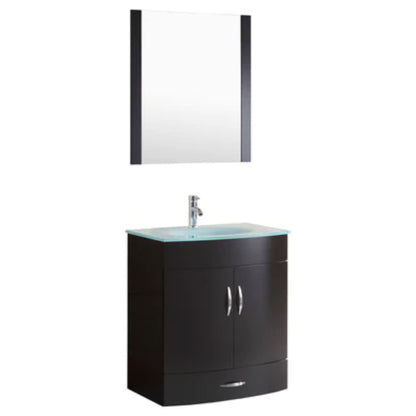 LessCare 30" Black Vanity Sink Base Cabinet with Mirror - Style 5