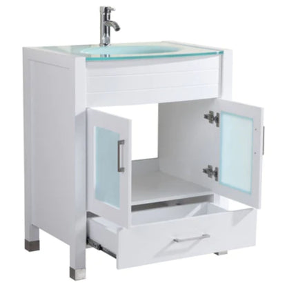 LessCare 30" White Vanity Sink Base Cabinet with Mirror - Style 3