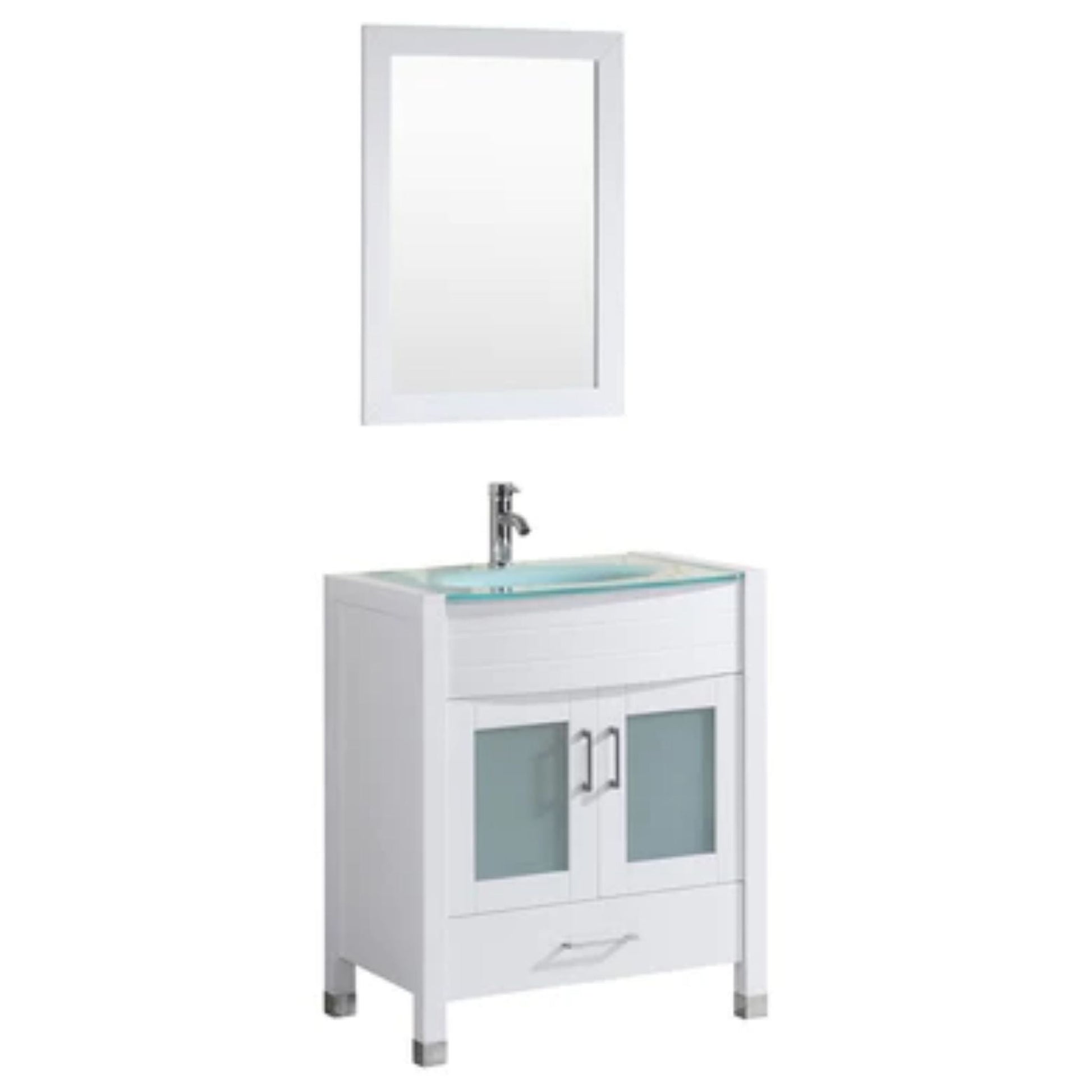 LessCare 30" White Vanity Sink Base Cabinet with Mirror - Style 3