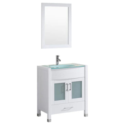 LessCare 30" White Vanity Sink Base Cabinet with Mirror - Style 3