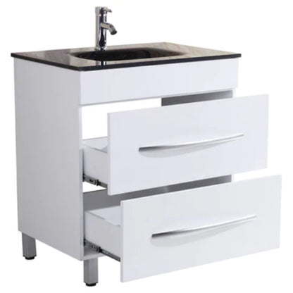 LessCare 30" White Vanity Sink Base Cabinet with Mirror - Style 4