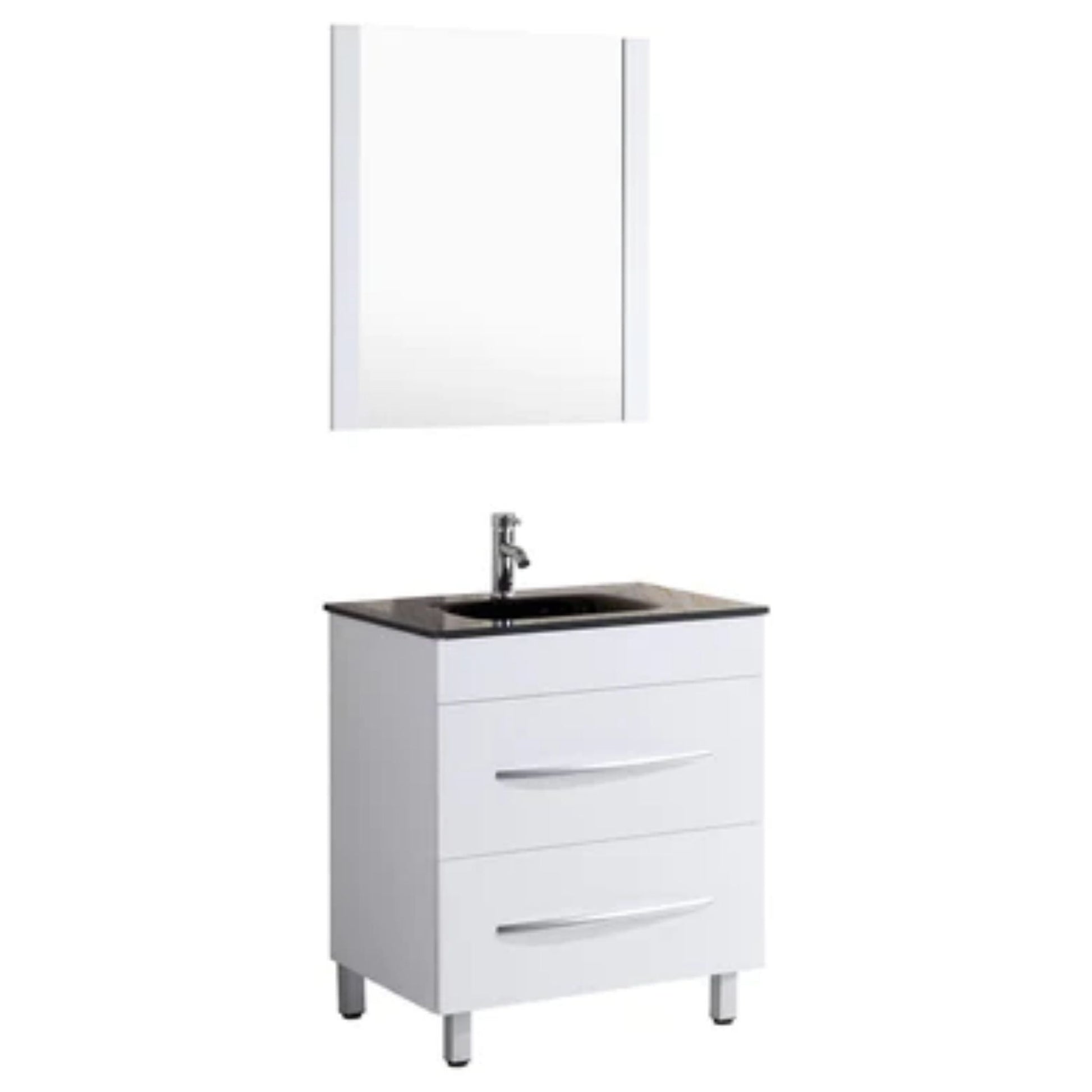 LessCare 30" White Vanity Sink Base Cabinet with Mirror - Style 4