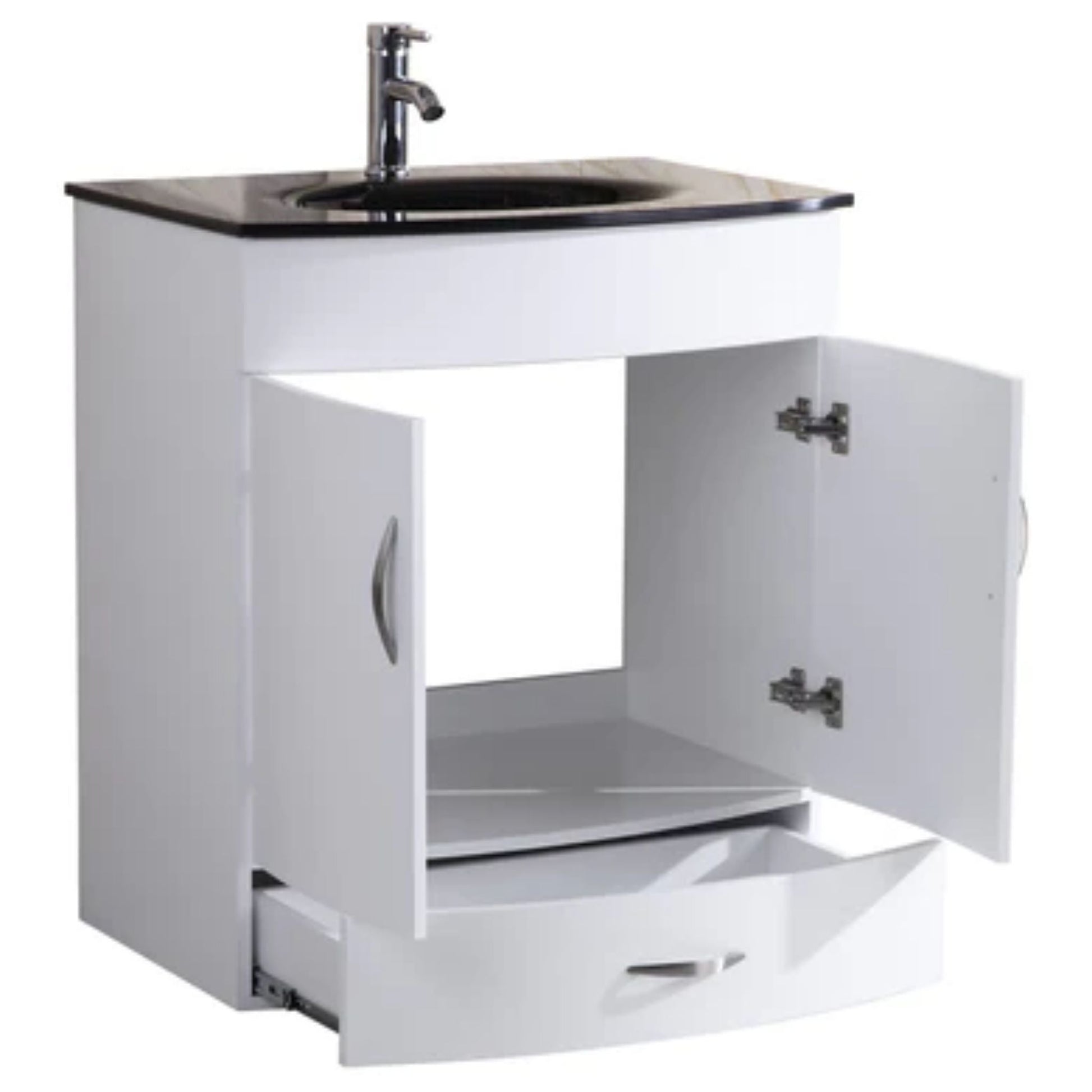 LessCare 30" White Vanity Sink Base Cabinet with Mirror - Style 5