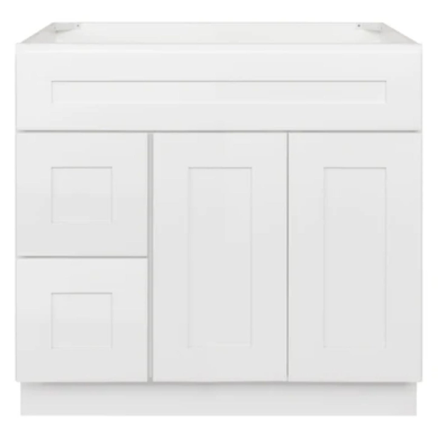 LessCare 30" x 21" x 34 1/2" Alpina White Vanity Sink Base Cabinet with Left Drawers