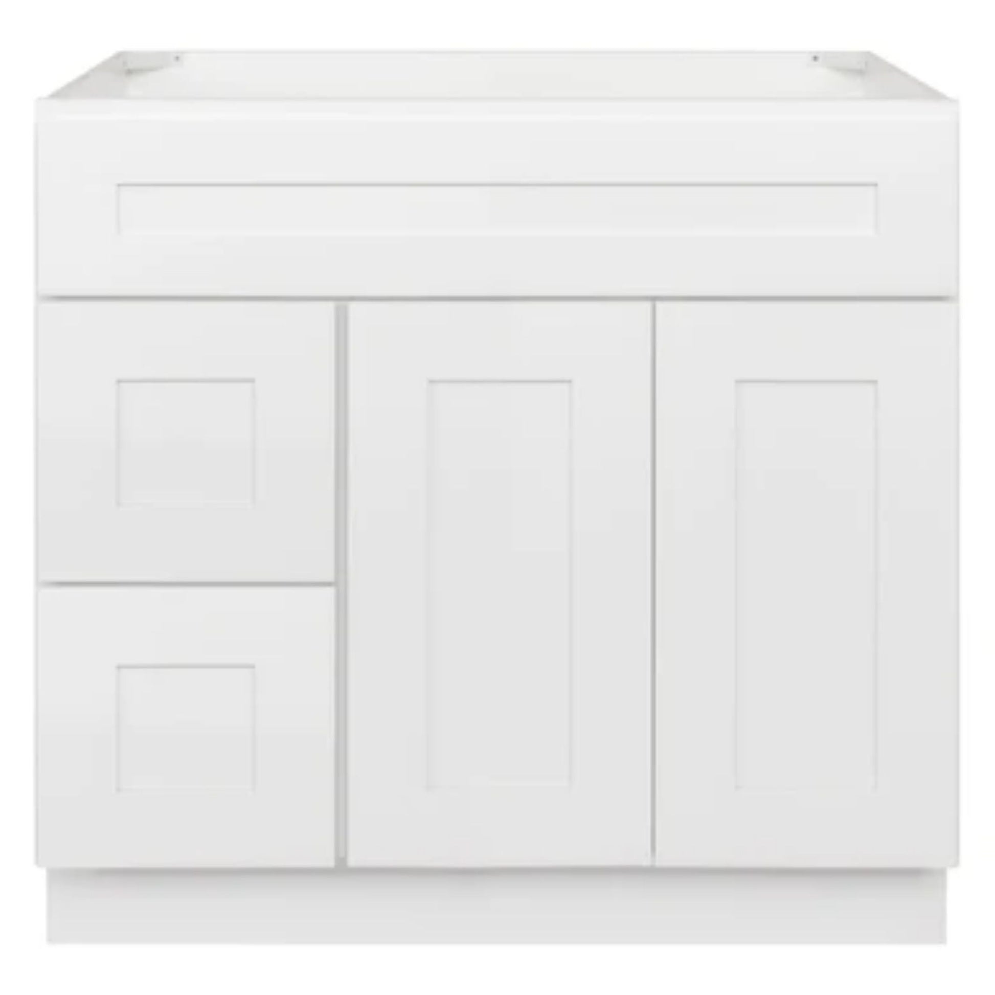 LessCare 30" x 21" x 34 1/2" Alpina White Vanity Sink Base Cabinet with Left Drawers