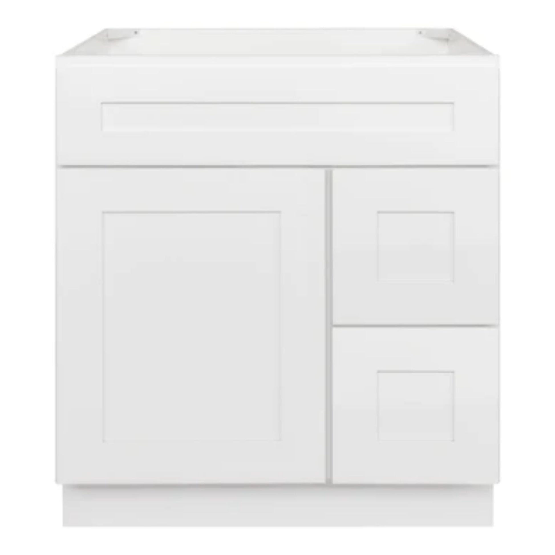 LessCare 30" x 21" x 34 1/2" Alpina White Vanity Sink Base Cabinet with Right Drawers