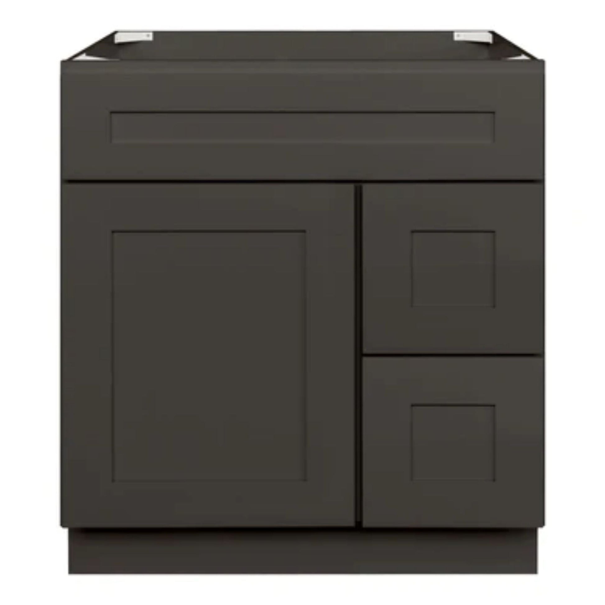 LessCare 30" x 21" x 34 1/2" Avalon Charcoal Vanity Sink Base Cabinet with Right Drawers