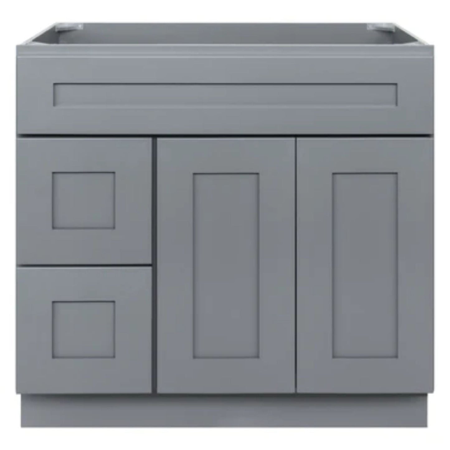 LessCare 30" x 21" x 34 1/2" Colonial Gray Vanity Sink Base Cabinet with Left Drawers