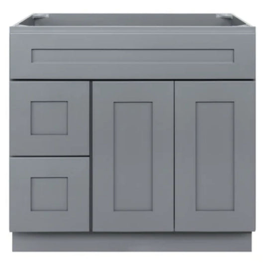 LessCare 30" x 21" x 34 1/2" Colonial Gray Vanity Sink Base Cabinet with Left Drawers