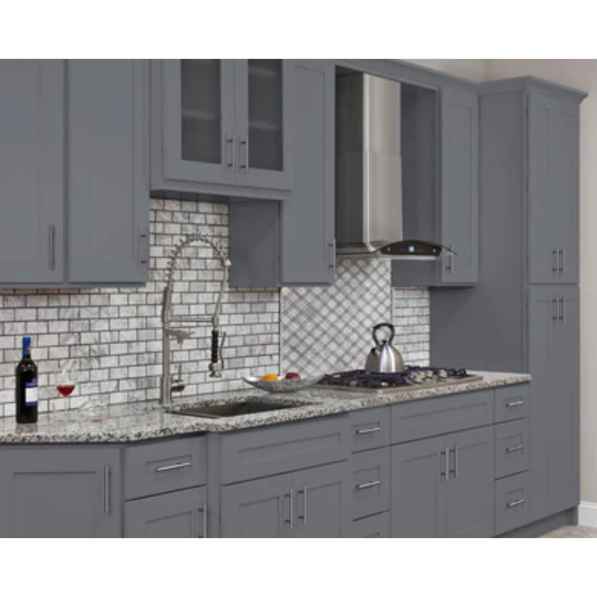 LessCare 30" x 30" x 12" Colonial Gray Mullion Door Wall Kitchen Cabinet - WMD3030